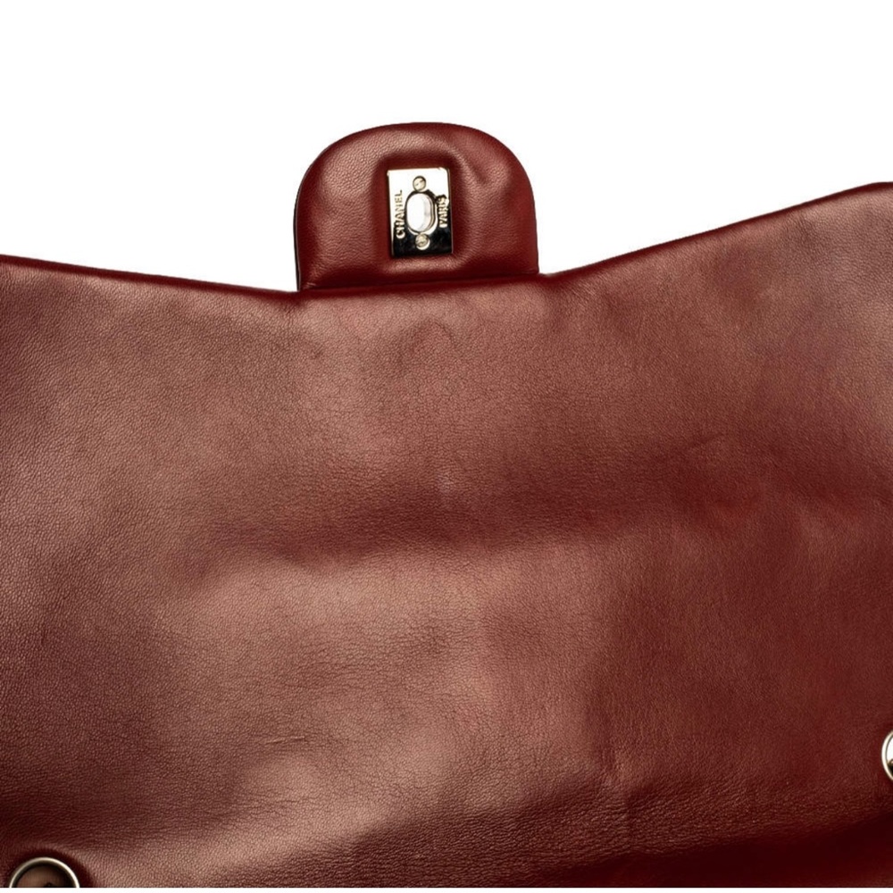 Chanel Burgundy Quilted Patent Leather Maxi Classic Single Flap Bag - Picture 11 of 16